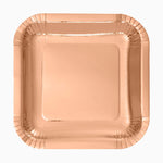 Plato Llano Cuadrado Cartón Metalizado 26 x 26 cm Oro Rosa (100 uds)