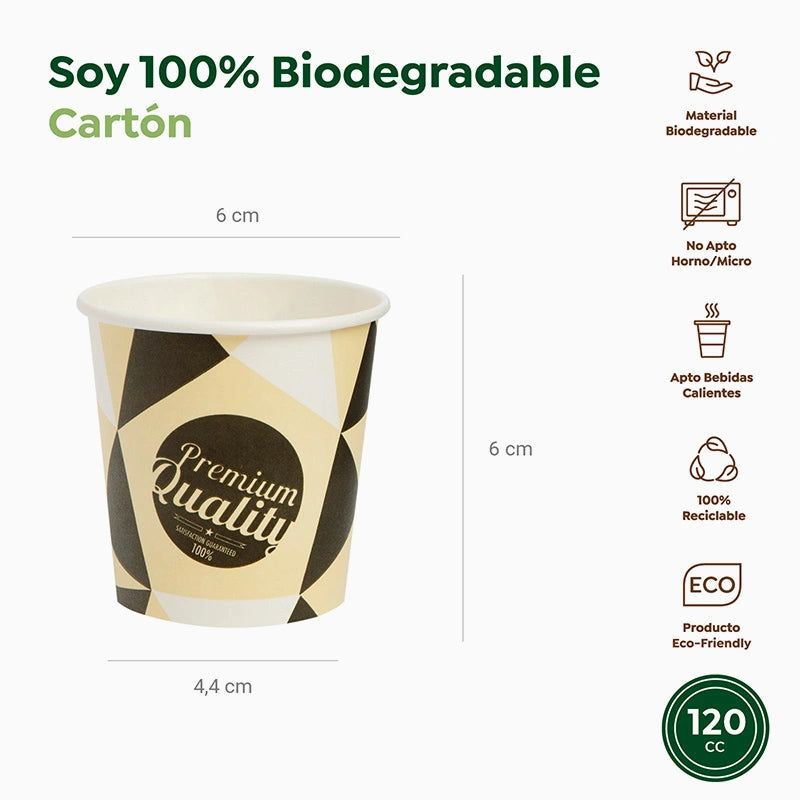 Vaso Cartón + PE Premium 120 cc Decorado (1000 uds)