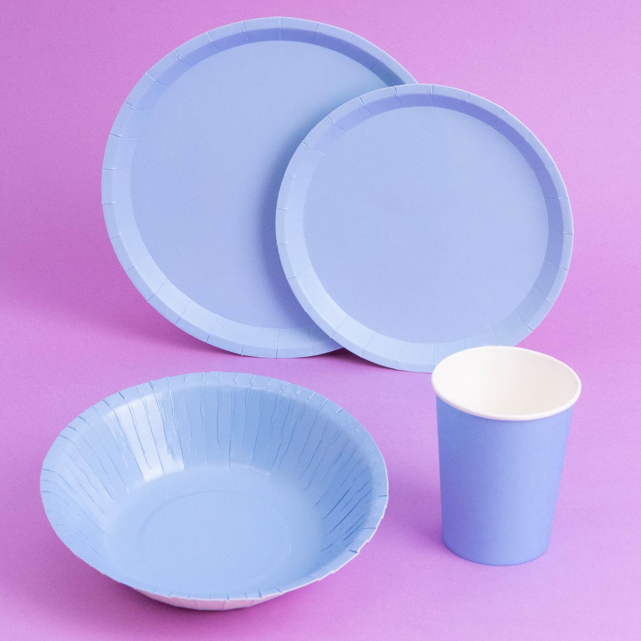 Plato Cartón Llano Redondo Postre Ø 17 cm Azul Pastel