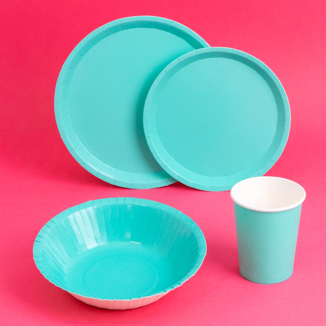 Plato Cartón Llano Redondo Ø 20,5 cm Verde Menta
