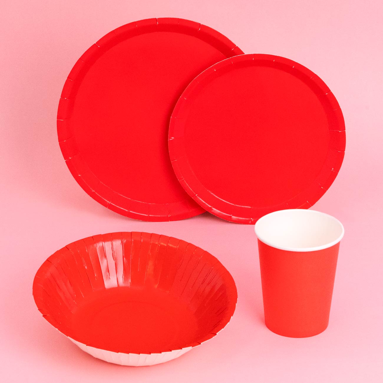 Plato Cartón Llano Redondo Ø 20,5 cm Rojo