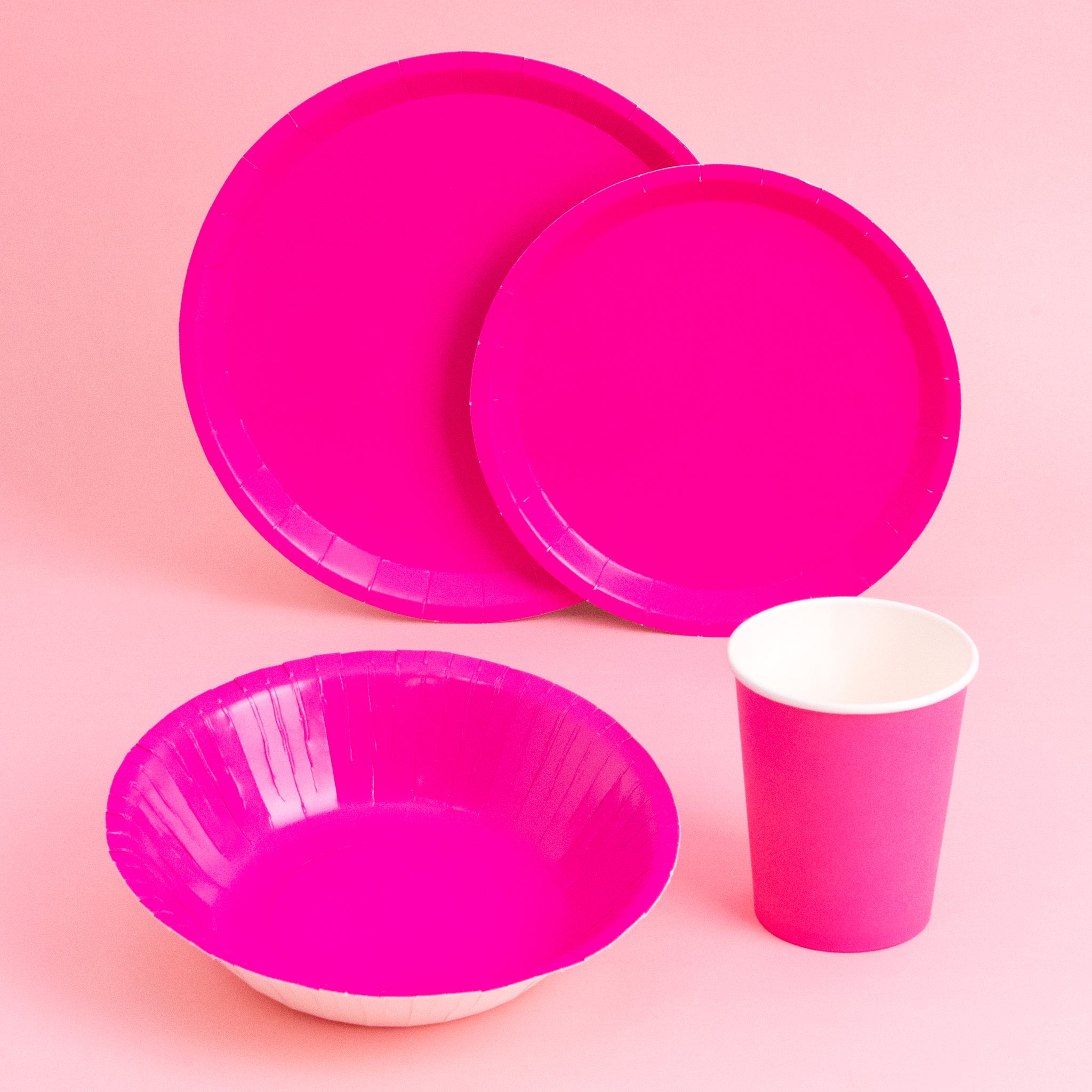 Plato Cartón Llano Redondo Postre Ø 17 cm Rosa