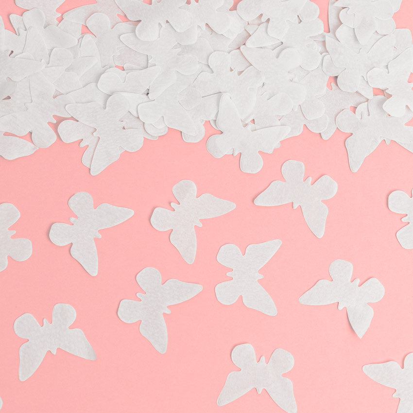 Set 12 Cañones Confeti Mariposas Biodegradable 60 cm Blanco (12 uds)