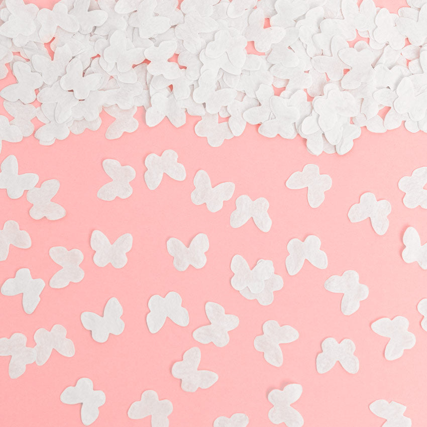 Set 24 Mini Cañones Confeti Mariposas Biodegradable 15 cm Blanco (24 uds)