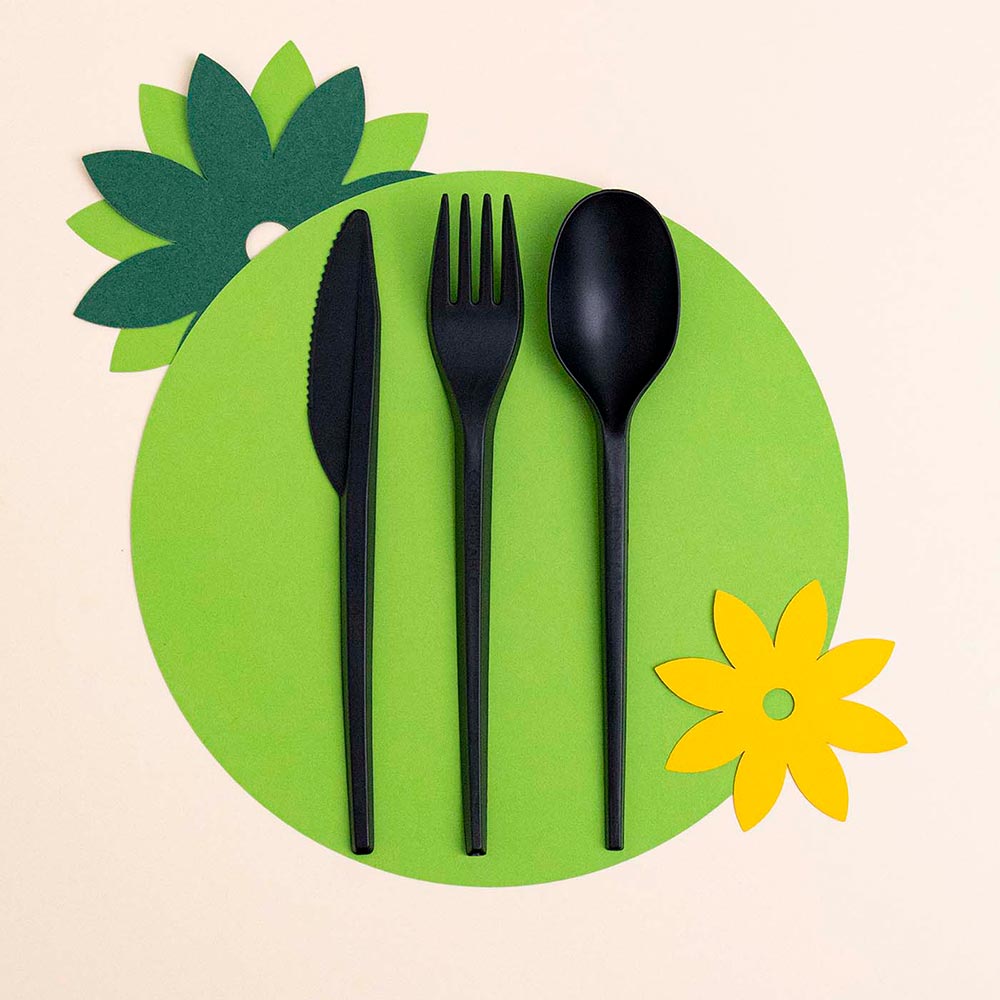 Cuchara CPLA Compostable 18 cm Negro