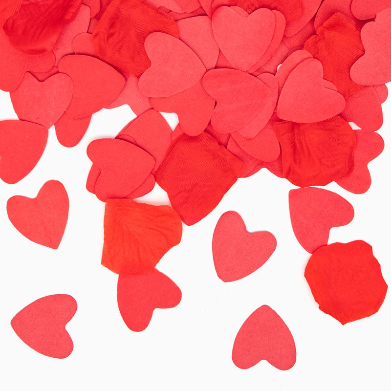 Set 12 Cañones Confeti Corazones 30 cm Rojo (12 uds)