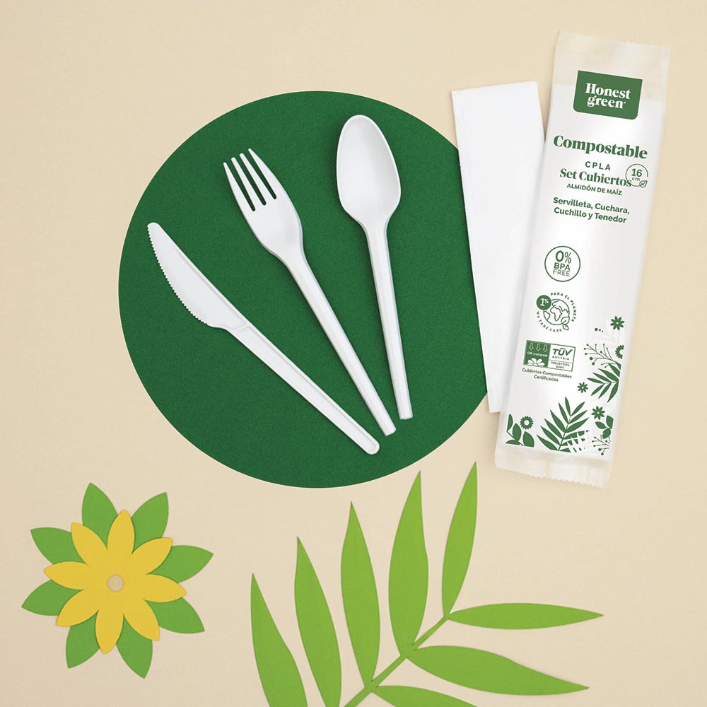Cucharita Postre Alta Calidad Compostable Reutilizable CPLA 13.5 cm Blanco (550 uds)