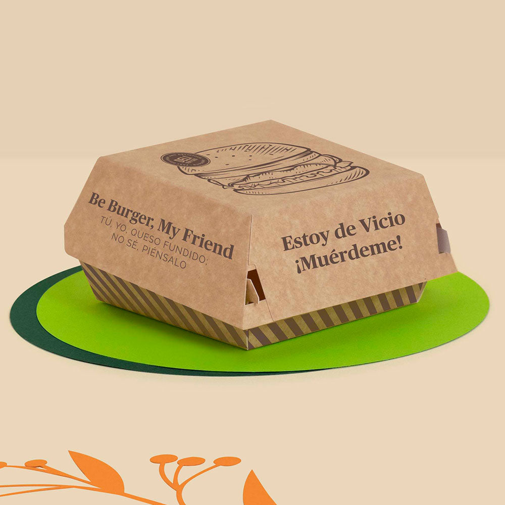 Caja Hamburguesa  Cartón Mediana 11,5 x 11,5 x 9 cm Estampado - Take Away