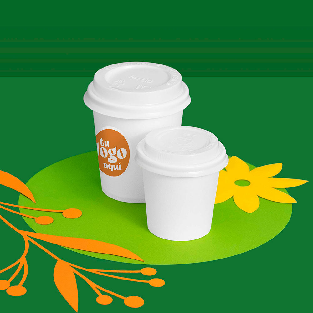 Vaso Cartón PLA 480cc Blanco con Tapa Drink 500 Uds