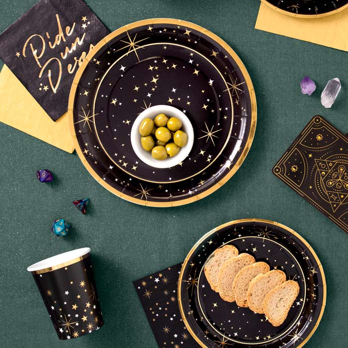 Plato Cartón Llano Postre Navidad Ø18 cm Destellos 8 uds