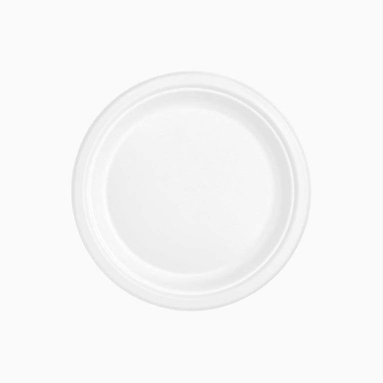 Plato Caña de Azúcar Llano Redondo Ø22 cm Blanco 50 uds