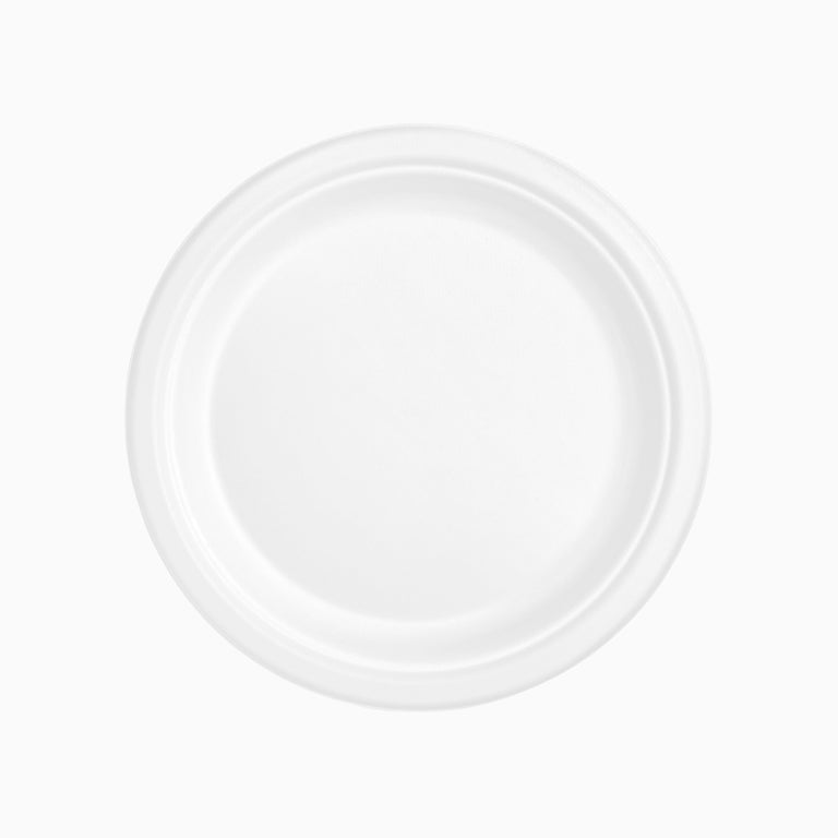 Plato Caña de Azúcar Llano Redondo Ø26 cm Blanco 50 uds