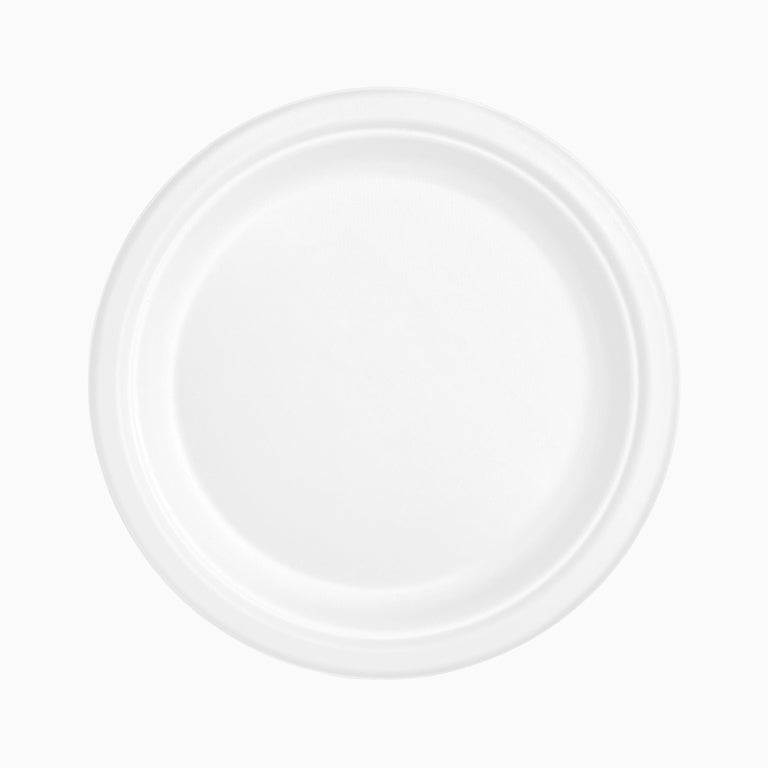 Plato Caña de Azúcar Llano Redondo Ø30 cm Blanco 25 uds