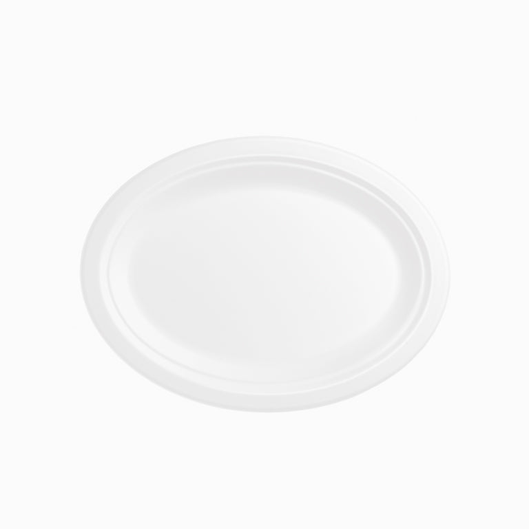Plato Caña de Azúcar Llano Ovalado 26 x 19 cm Blanco 25 uds