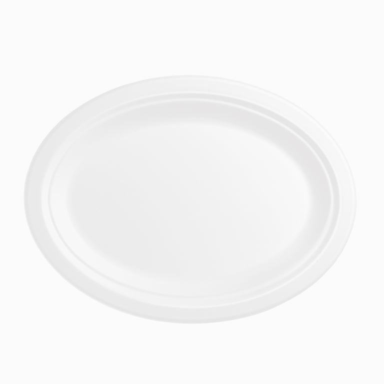 Plato Caña de Azúcar Llano Ovalado 32 x 25 cm Blanco