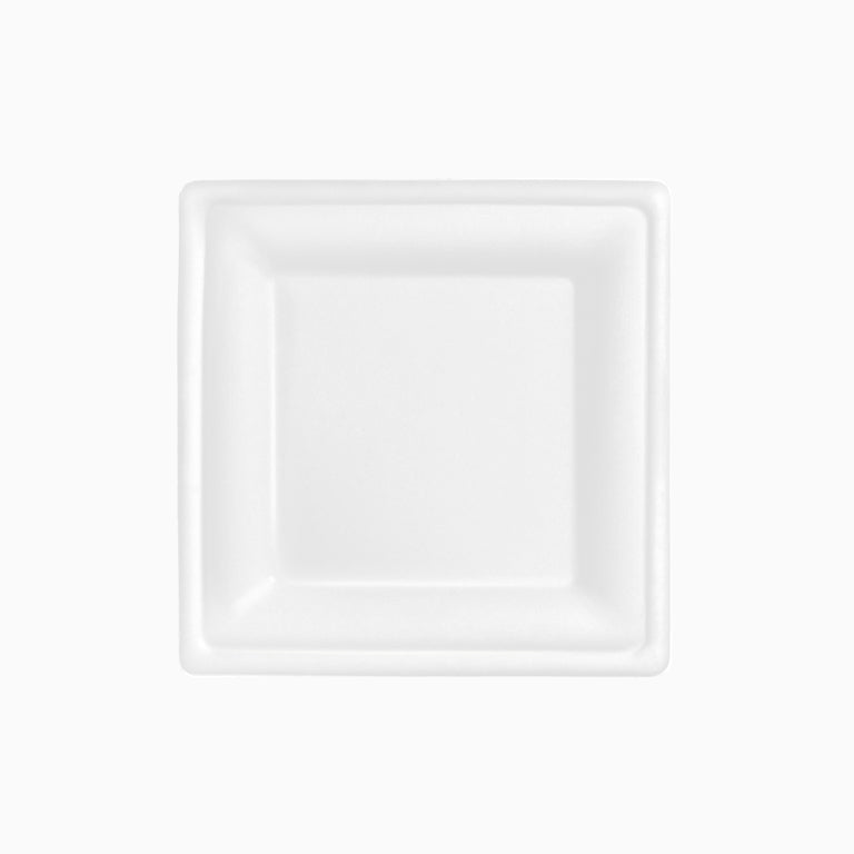 Plato Caña de Azúcar Cuadrado 20 x 20 cm Blanco 50 uds