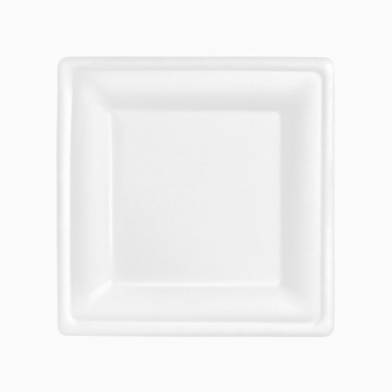 Plato Caña de Azúcar Llano Cuadrado 26 x 26 cm Blanco 50 uds