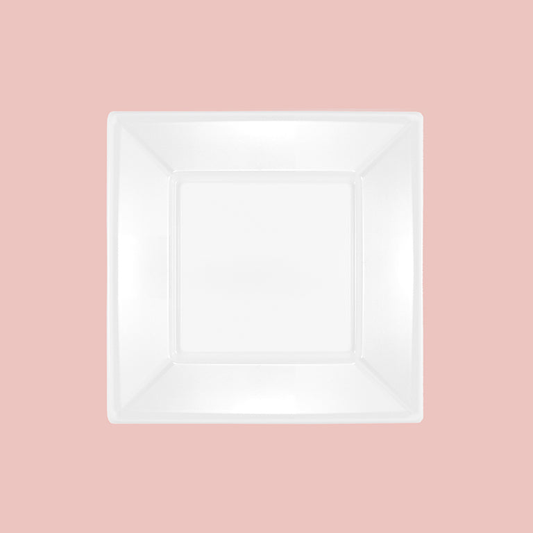 Plato Plástico Reutilizable Llano Cuadrado 23 x 23 cm Blanco 600 Unidades