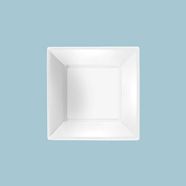 Plato Plástico Reutilizable PS Hondo Cuadrado 17 x 17 cm Blanco 6 uds
