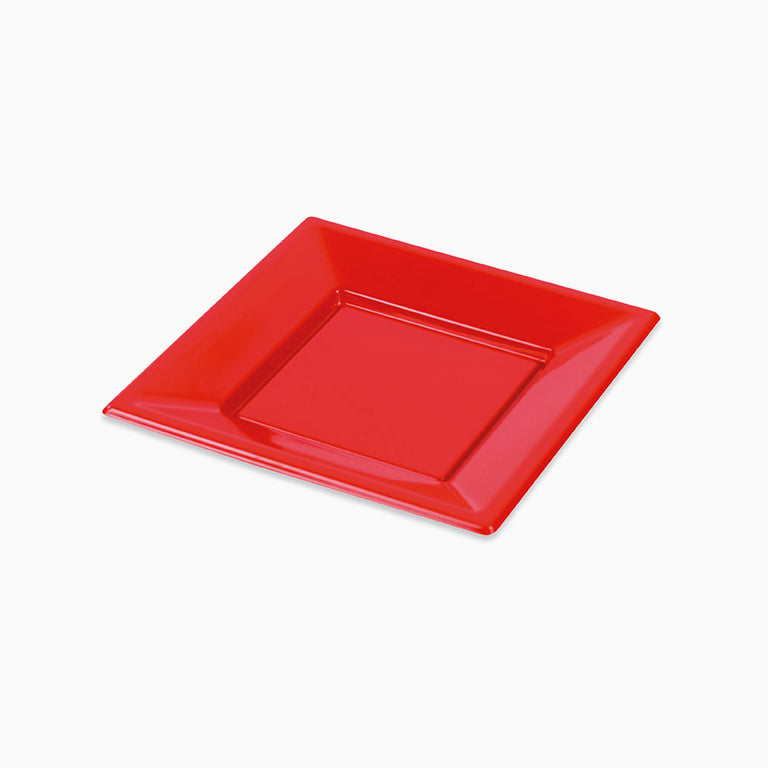 Plato Plástico Reutilizable Llano Cuadrado Postre 17 x 17 cm Rojo 288 Unidades