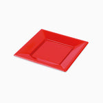 Plato Llano Cuadrado Postre Plástico PS Reutilizable Premium 17 x 17 cm Rojo (6 uds)