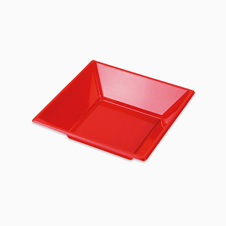 Plato Plástico Reutilizable PS Hondo Cuadrado 17 x 17 cm Rojo 6 uds