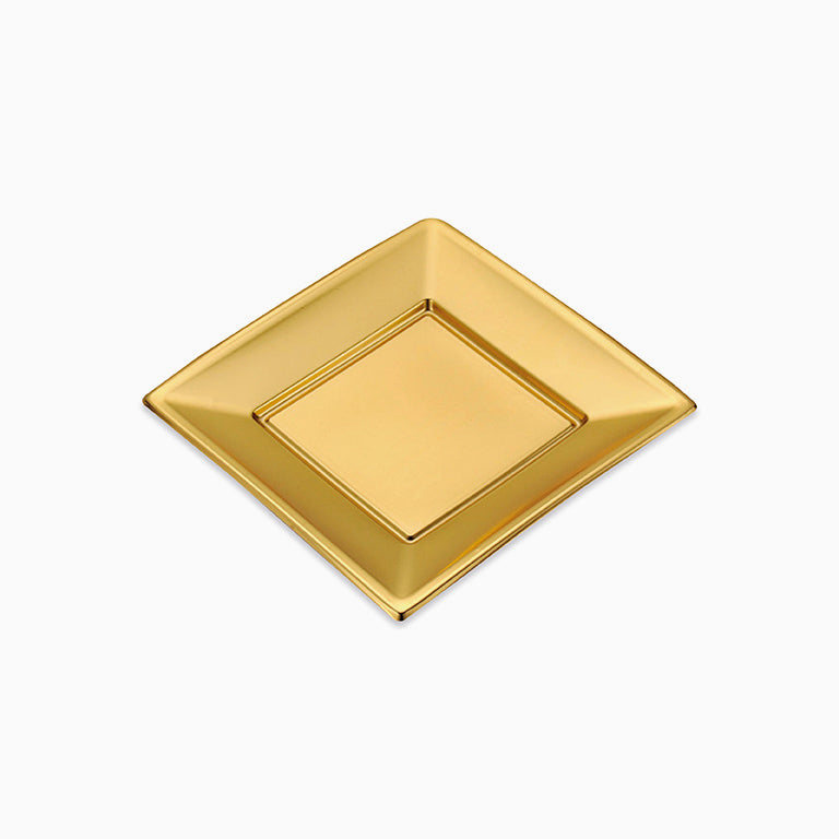 Plato Plástico Reutilizable Llano Cuadrado Metalizado 17 x 17 cm Oro 4 uds