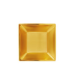 Plato Plástico Reutilizable Hondo Cuadrado Metalizado 17 x17 cm Oro 6 uds
