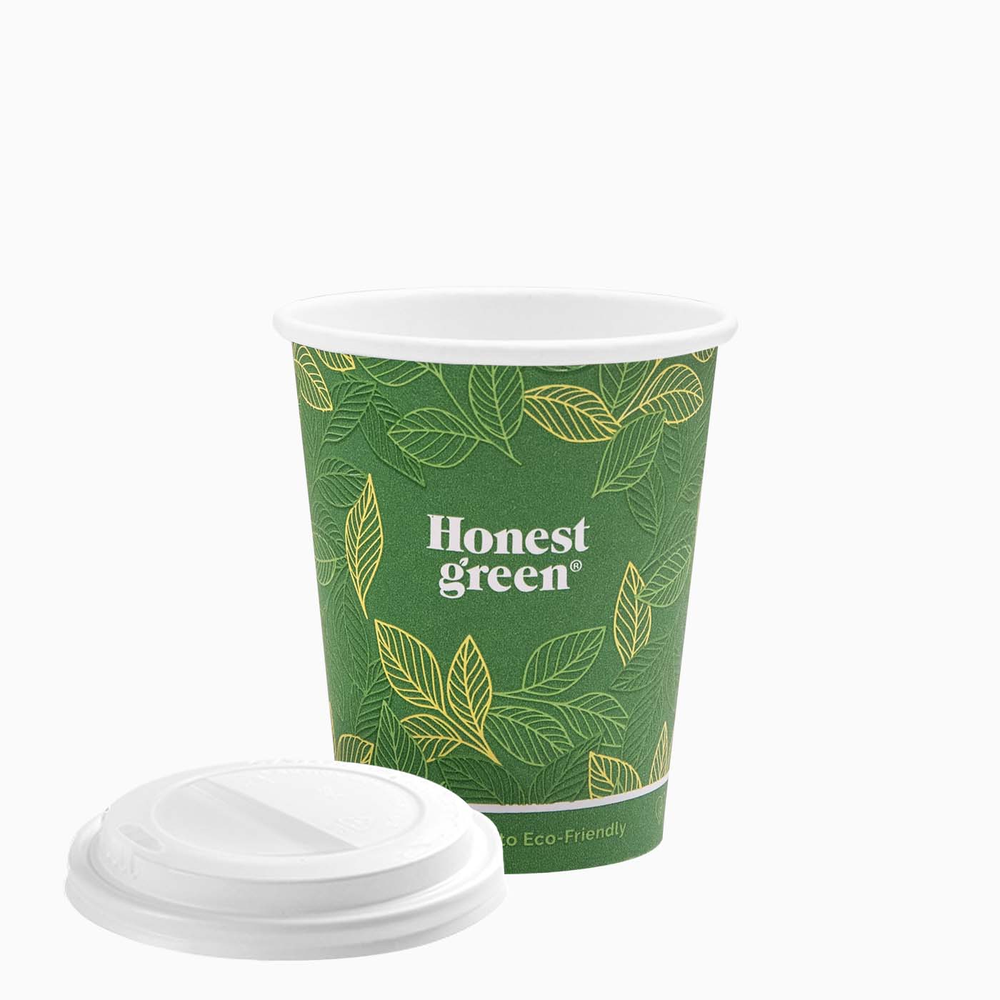 Vaso Eco Green Cartón 250 cc con Tapa Drink 8 uds