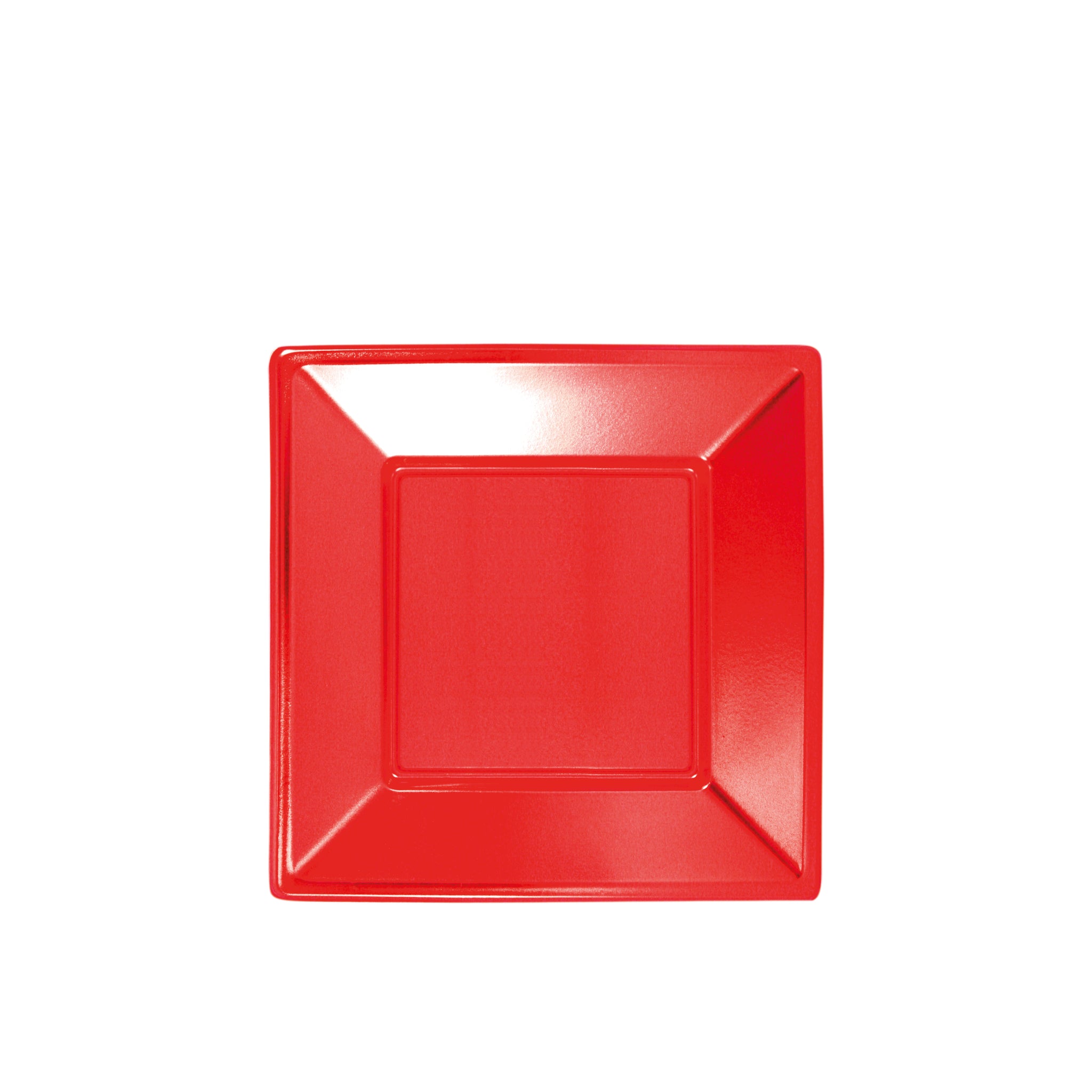 Plato Plástico Llano Cuadraro 23 x 23 cm Rojo