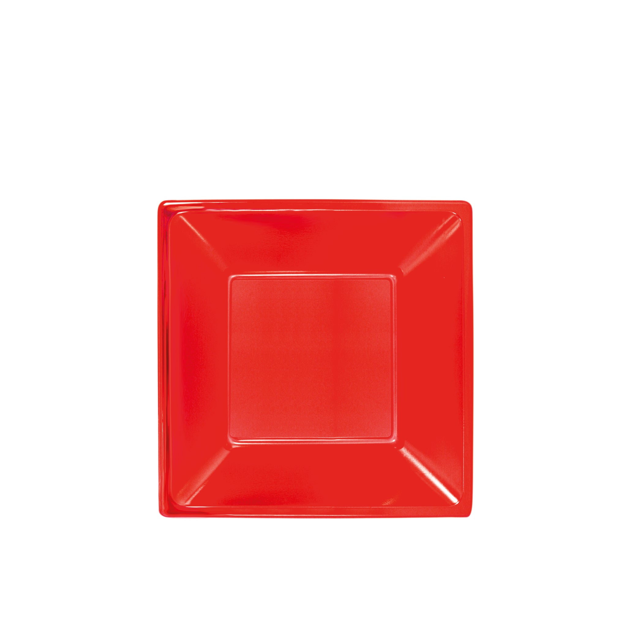 Plato Plástico Hondo Cuadrado 17 x 17 cm Rojo