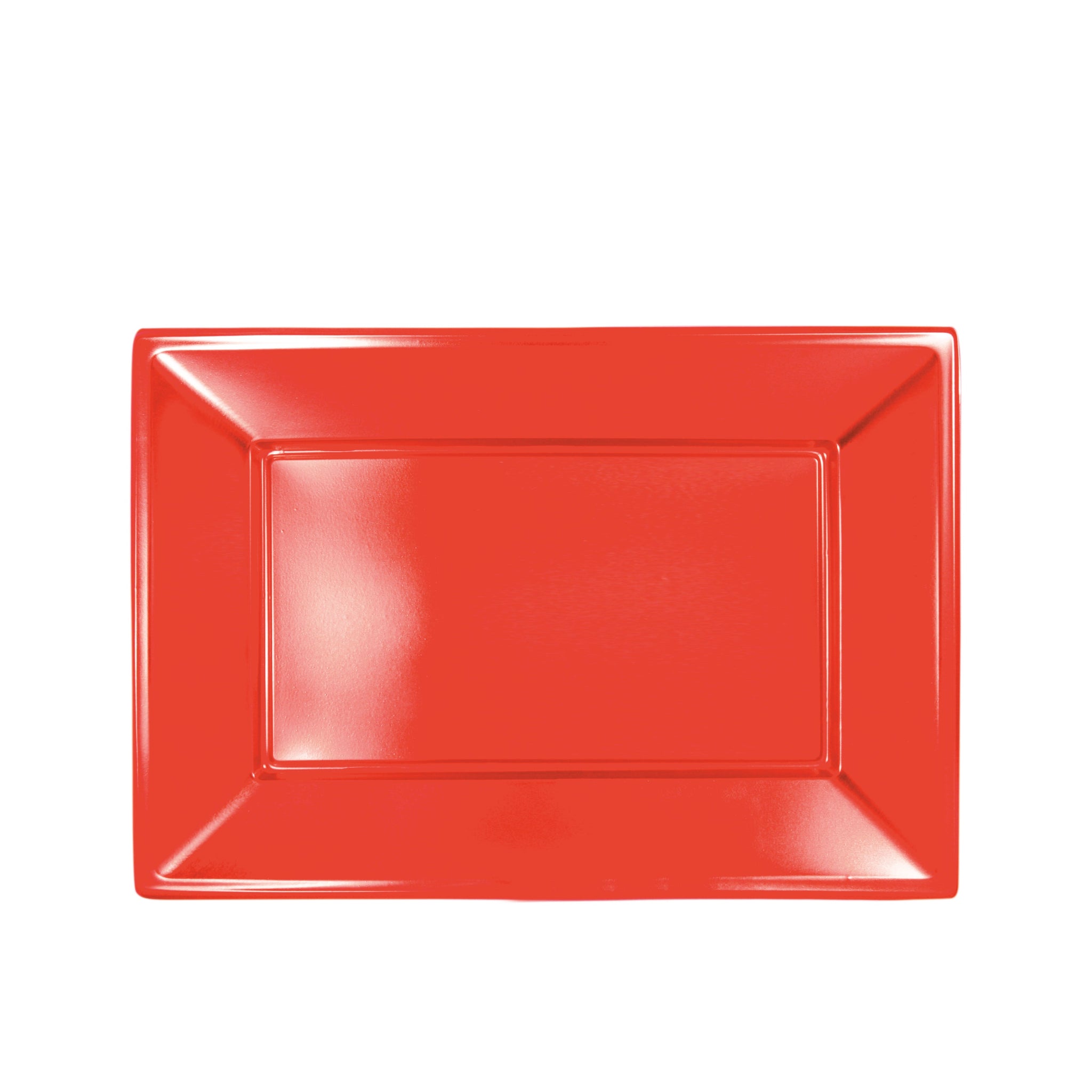 Bandeja Rectangular Metalizada Plástico Reutilizable + PP 33 x 22.5 cm Rojo