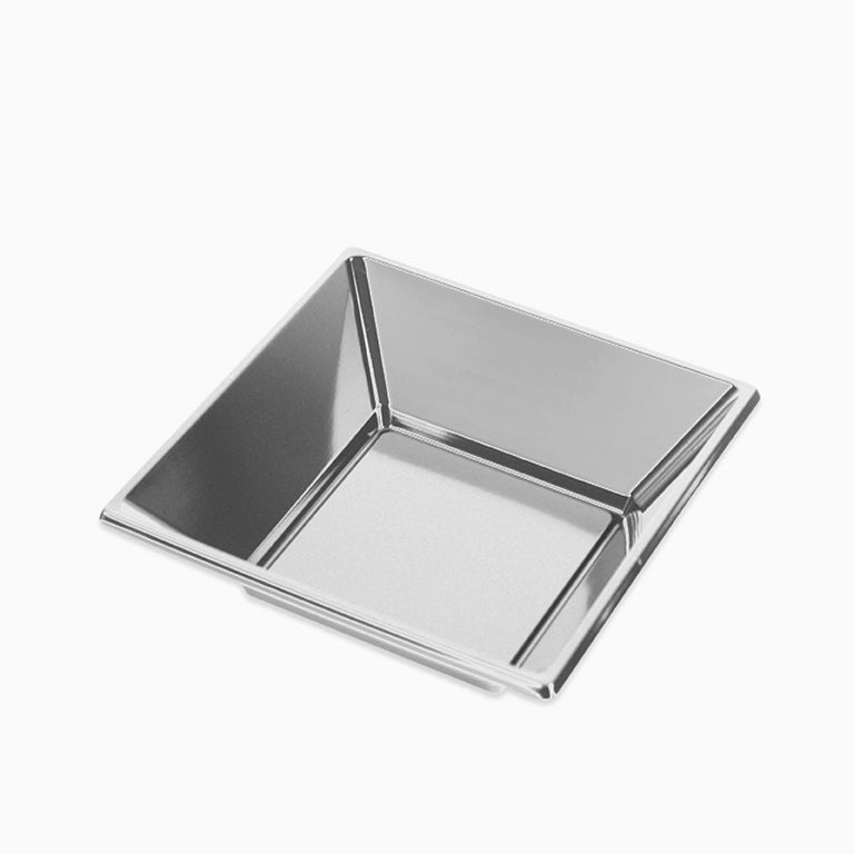 Plato Plástico Reutilizable Hondo Cuadrado Metalizado 17 x 17 cm Plata