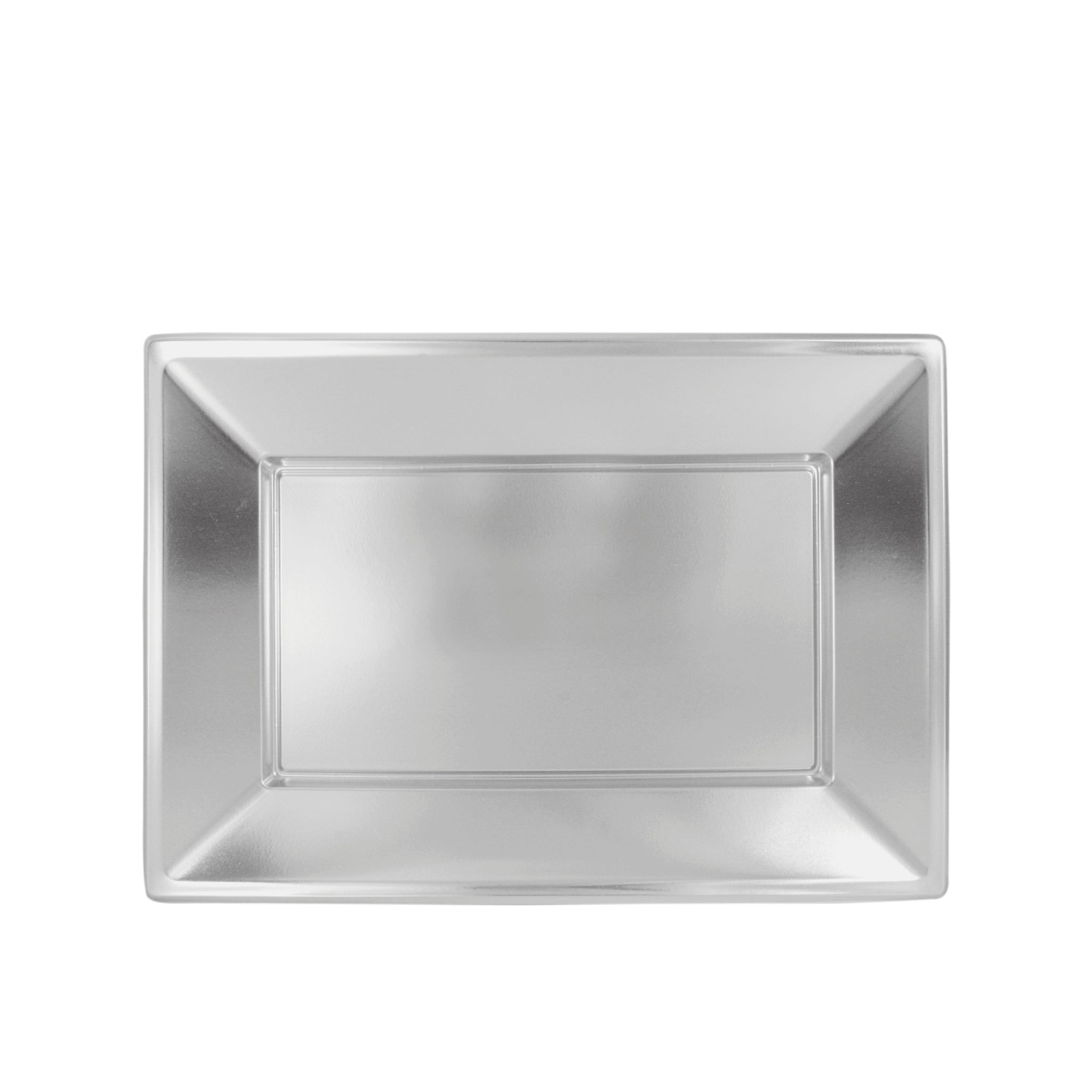 Bandeja Rectangular Metalizada Plástico Reutilizable + PP Plata 33 x 22.5 cm