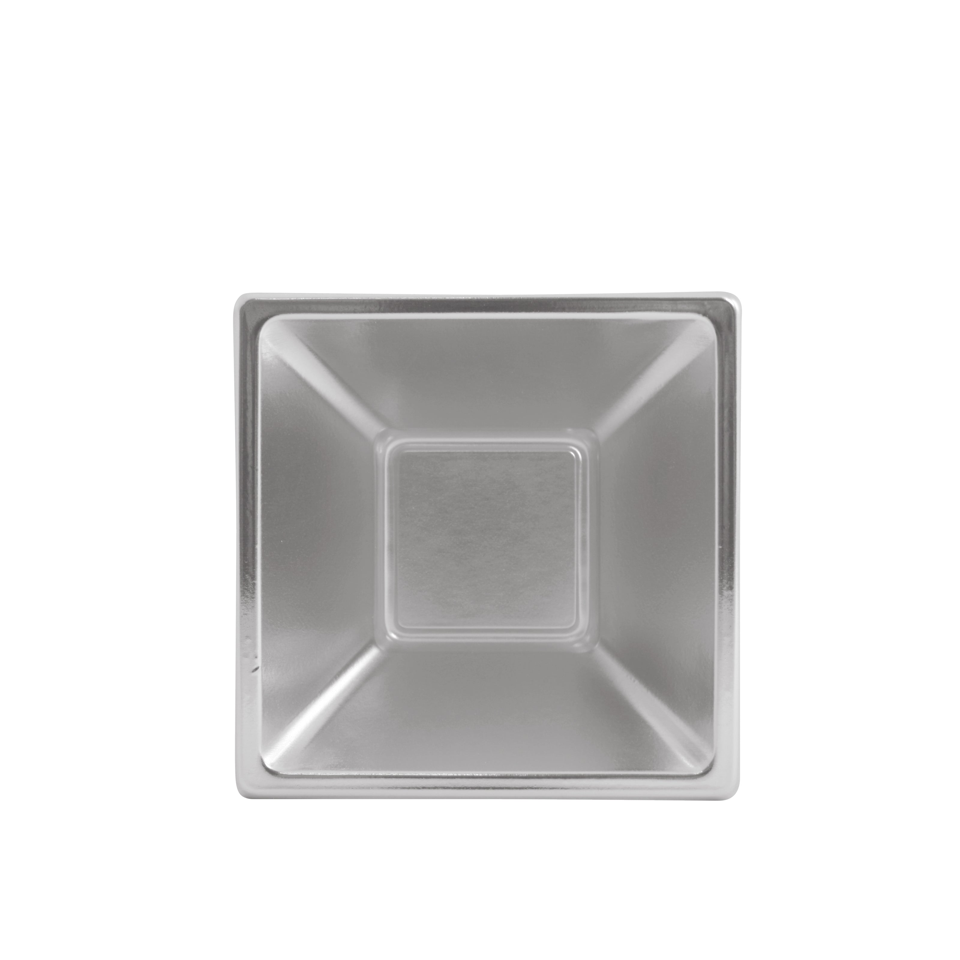 Cuenco Plástico Reutilizable + PP Cuadrado Metalizado 12 x 12 x 5.2 cm Plata