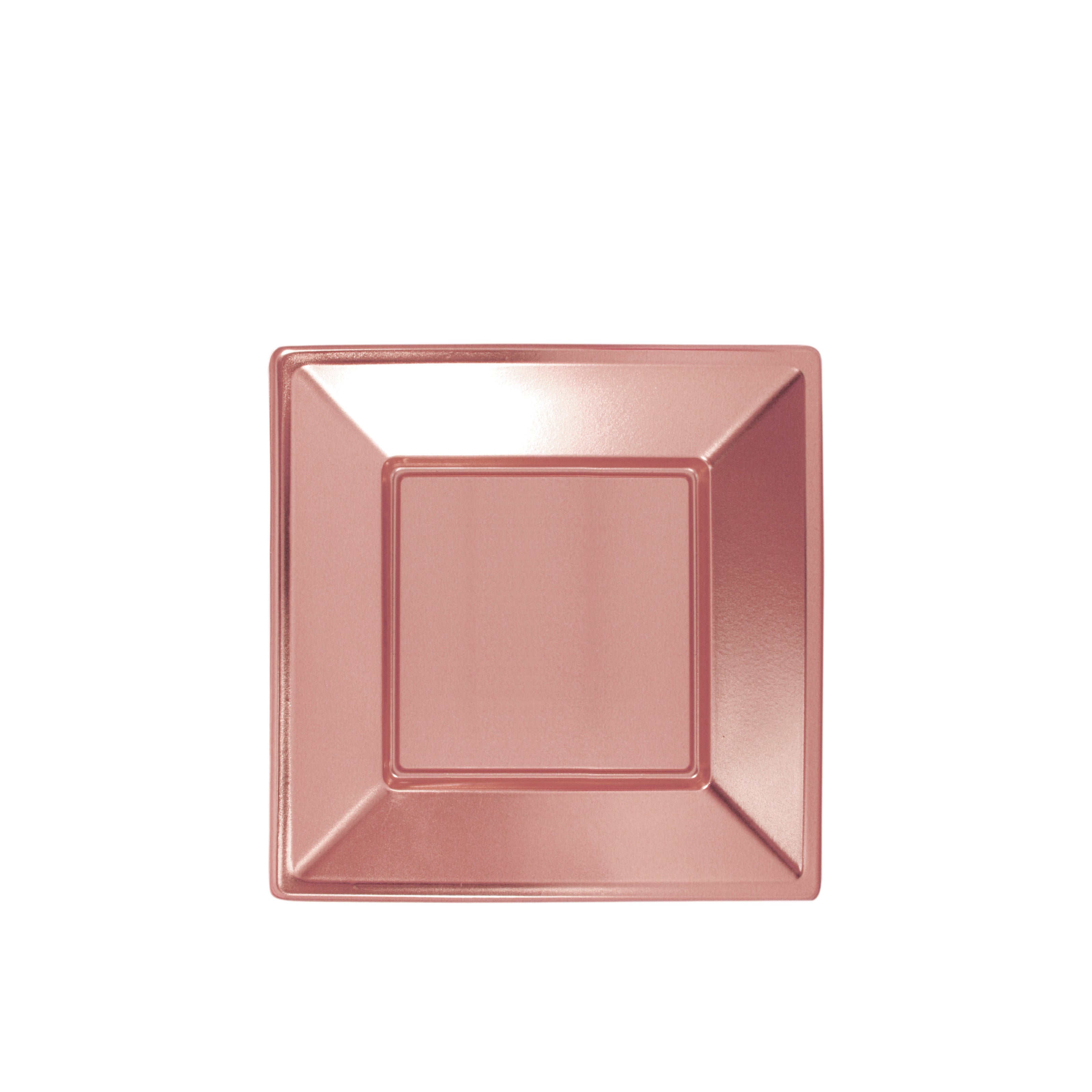 Plato Plástico PS Llano Cuadrado Metalizado 23 x 23 cm Oro Rosa 4 uds