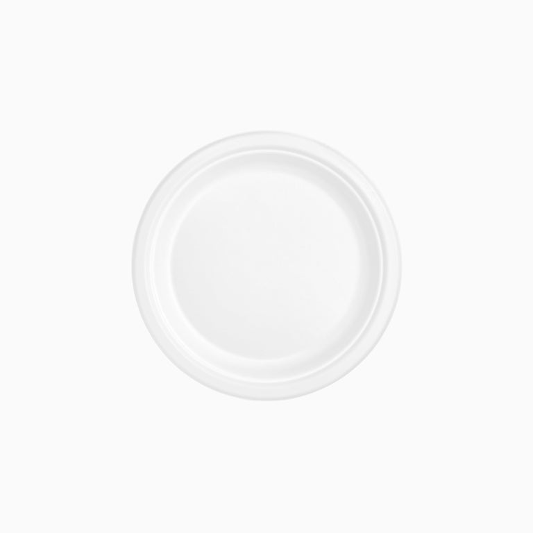 Plato Caña de Azúcar Llano Redondo Postre Ø17 cm Blanco 50 uds