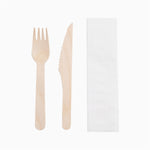 Set Servilleta, Cuchillo y Tenedor Madera