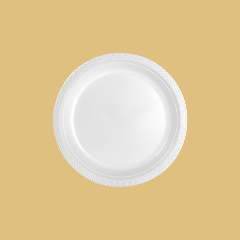 Plato Plástico Reutilizable Llano Redondo Ø22 cm Blanco 288 Unidades