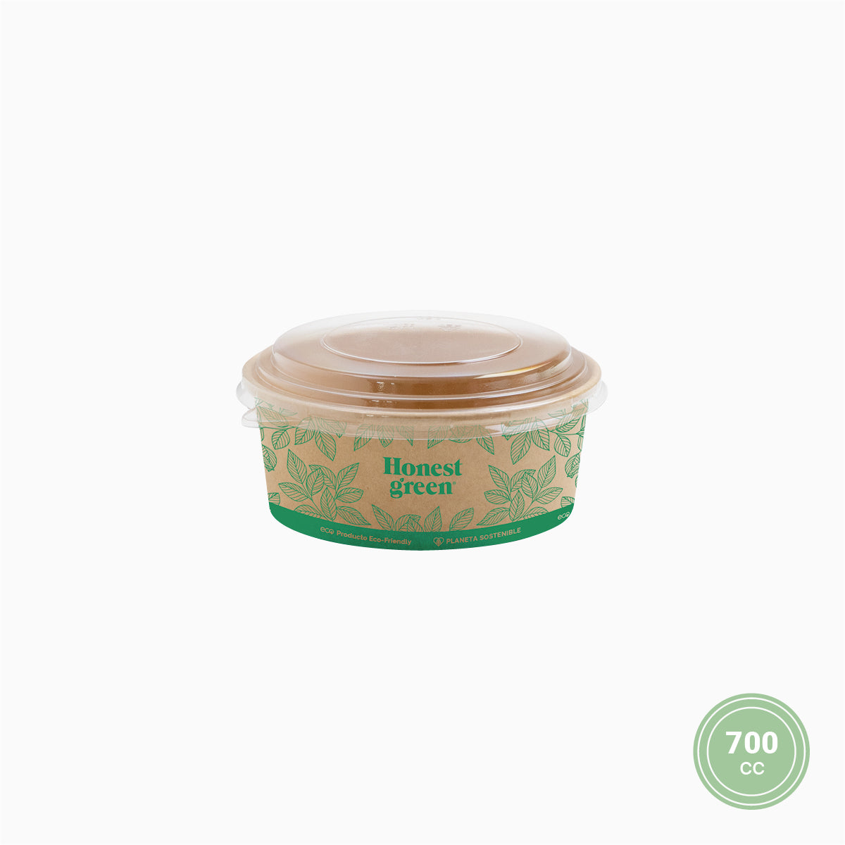 Ensaladera Pequeña Cartón Verde con Tapa