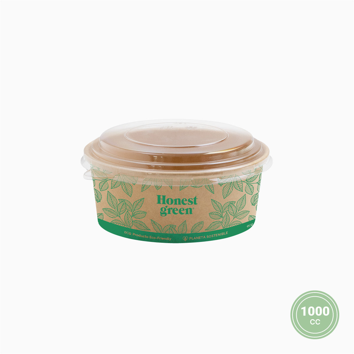 Ensaladera Decorada Mediana Cartón Verde con Tapa