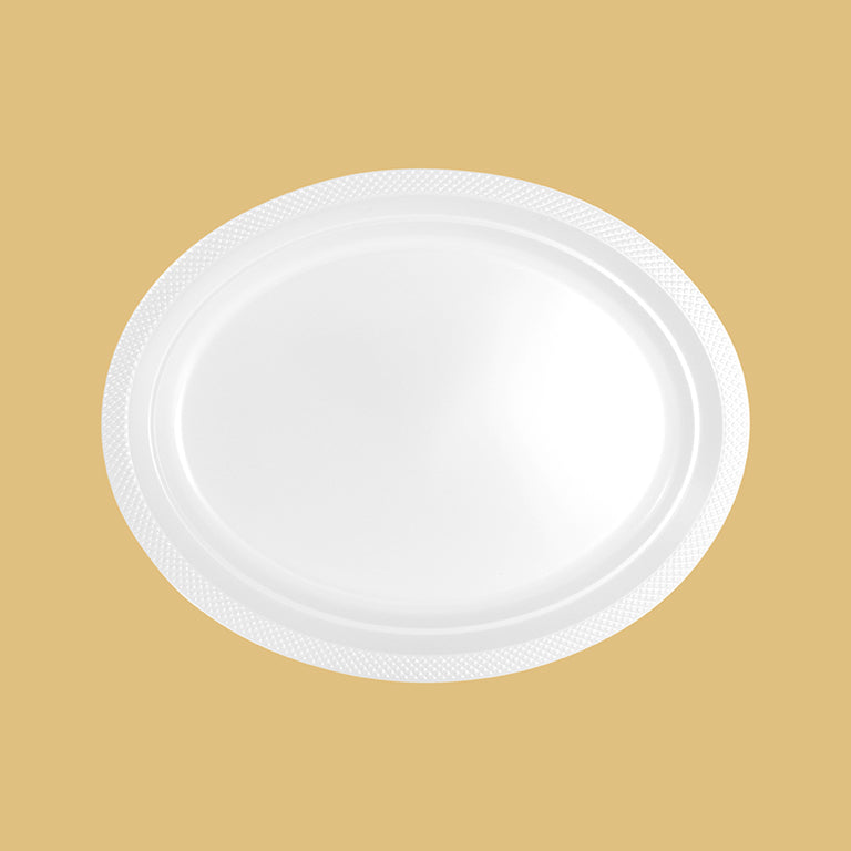 Bandeja Premium Ovalada Plástico 31 x 24.5 cm Blanco
