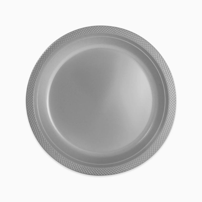Plato Plástico Reutilizable Llano Redondo Ø26 cm Plata 240 Unidades