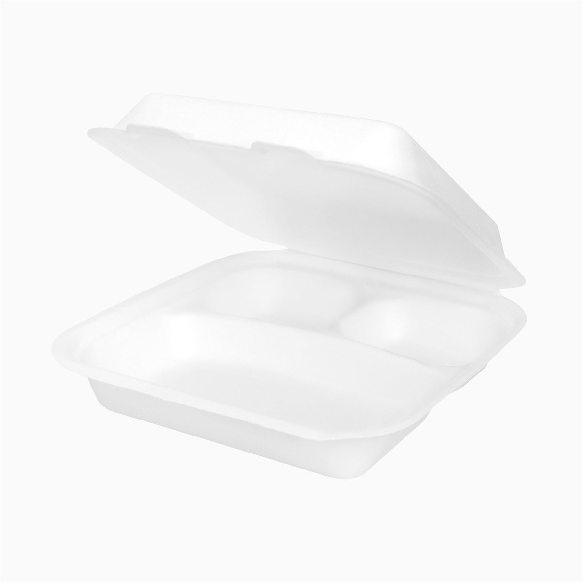 Envase Portamenú 3 Compartimentos Caña de Azúcar 1350 cc Blanco - Take Away (50 uds)