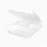 Envase Portamenú 3 Compartimentos Caña de Azúcar 1350 cc Blanco - Take Away (50 uds)