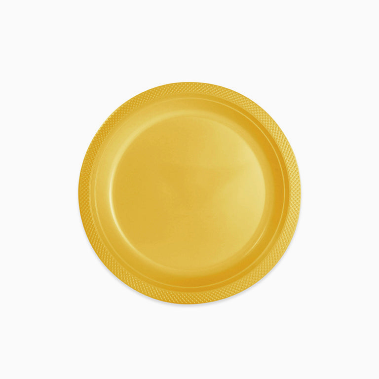 Plato Plástico Reutilizable Llano Redondo Ø22 cm Oro 288 Unidades