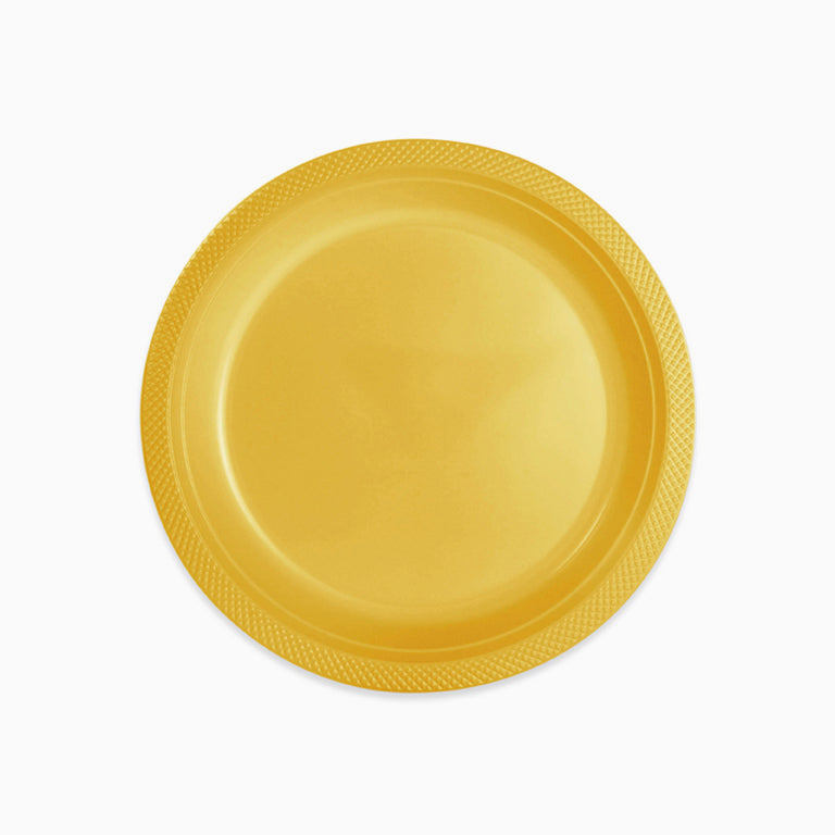 Plato Plástico Reutilizable Llano Redondo Ø26 cm Oro 240 Unidades