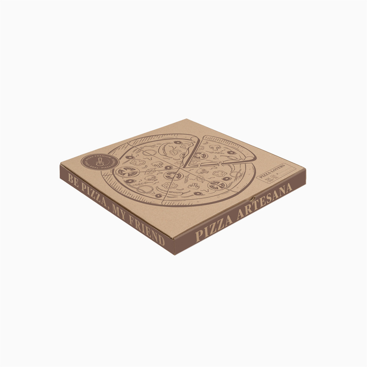 Caja Pizza Cartón Kraft Mini 26 x 26 x 3,5 cm - Take Away