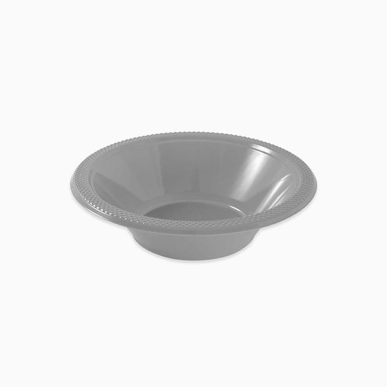 Bol Plástico Reutilizable Redondo Premium 18 cm Plata