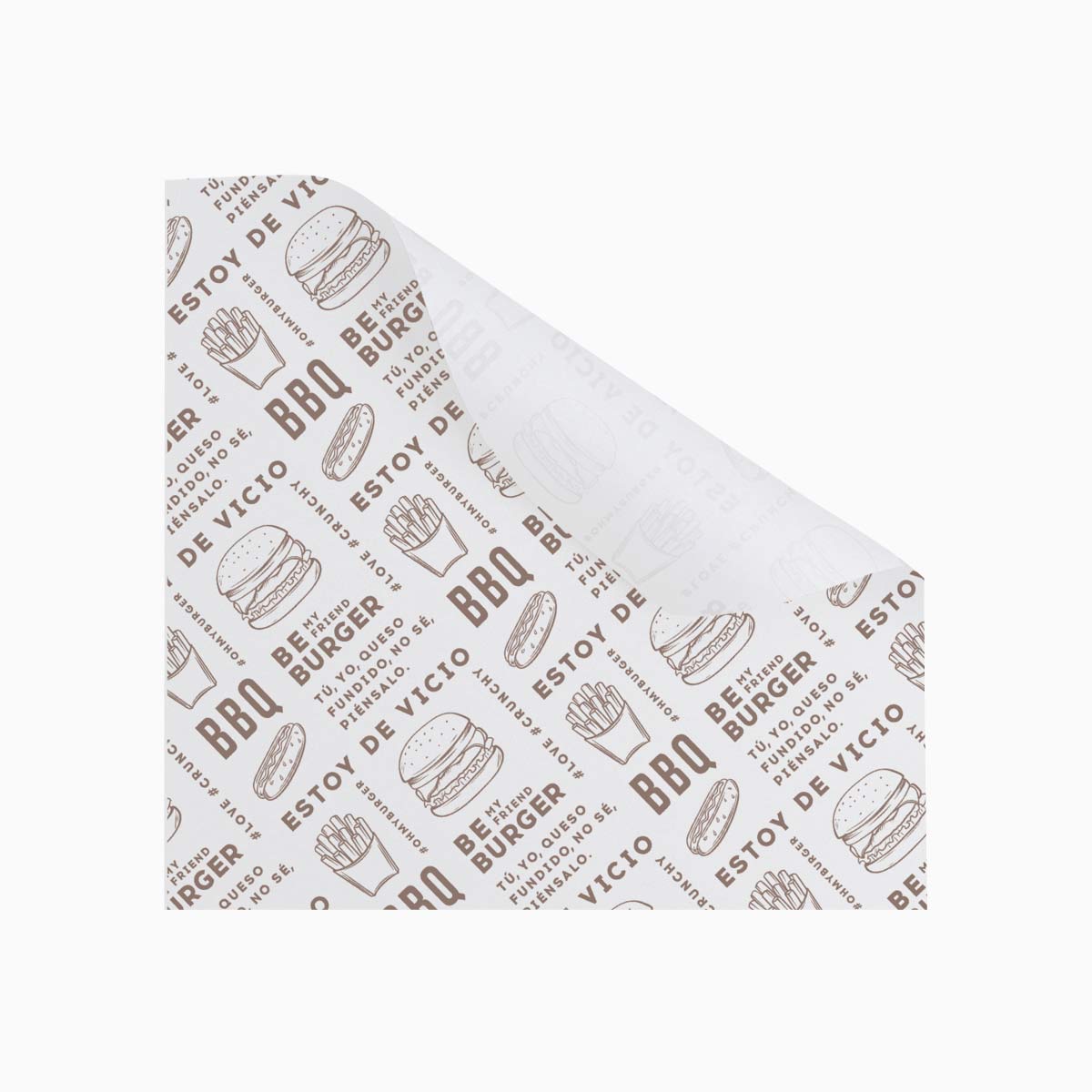 Papel Envoltorio Antigrasa Blanco Decorado 24 x 36 cm - Take Away